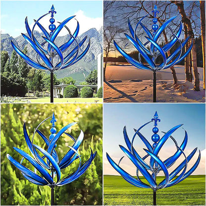 Tuinwindmolen Draaibaar Metaal Weervaan Vogel Design Blauw Rood 90cm voor Terras Tuin Balkon Decoratie