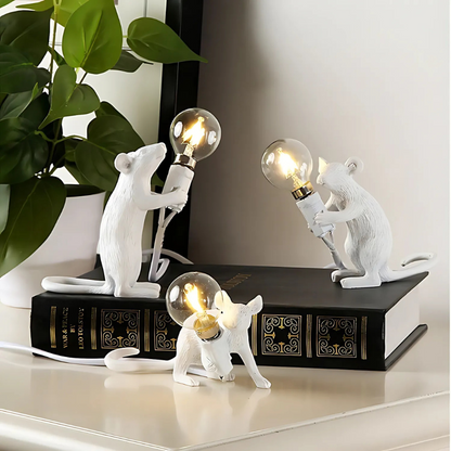 Decoratieve Muisvormige Tafellamp – Modern Design in Kunsthars – LED Verlichting voor Woonkamer, Slaapkamer & Kantoor