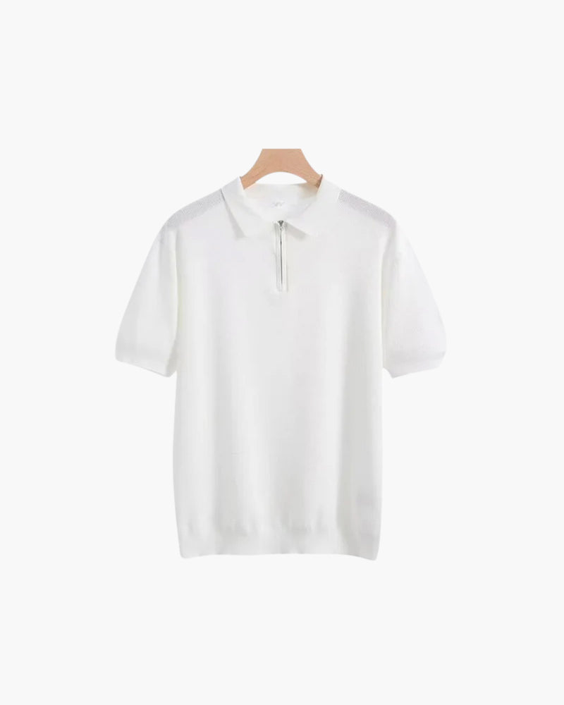 Heren Polo Korte Mouwen Gebreid Brooks Rits