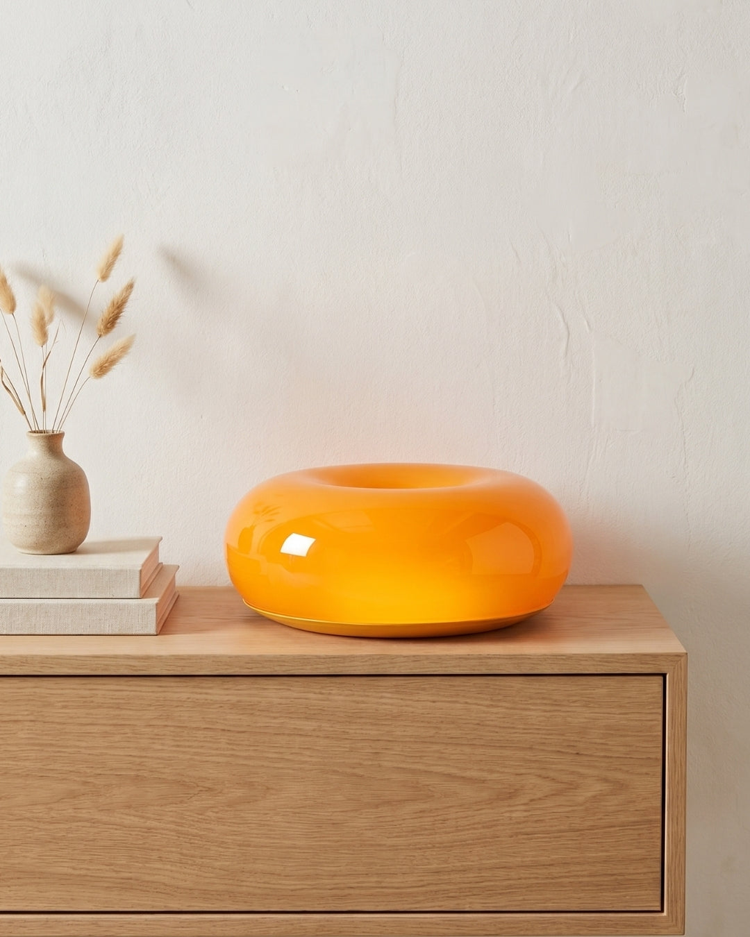 NARA Sculptural Donut Lamp met 3 Kleurtemperaturen – Dimbare Glazen Tafellamp Bauhaus Design Touch Control Wandmonteerbaar Ambient Lighting