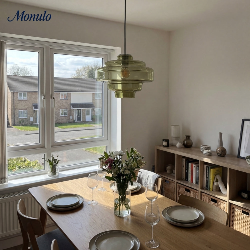 Gekleurde Glazen Hanglamp met Verstelbare Ophanging – Moderne Lichtpunt voor Eetkamer Keuken Woonkamer