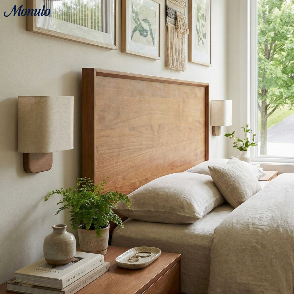 Stoffen Wandlamp met Metalen Fitting voor Leeslicht Slaapkamer