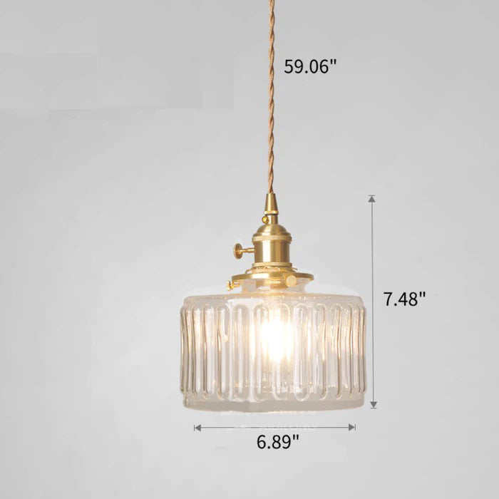 Groene Transparante Glazen Hanglamp Met Ribbelstructuur En Messing Fitting Vintage E27 Plafondlamp Voor Eetkamer Woonkamer En Keuken