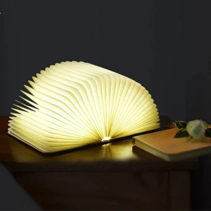 Boeklamp LED met Warm Licht – Decoratieve Houten Lamp in Boekvorm voor Sfeervolle Verlichting