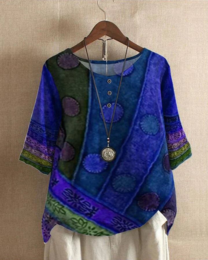 Boho Top voor Vrouw Met Korte Mouw