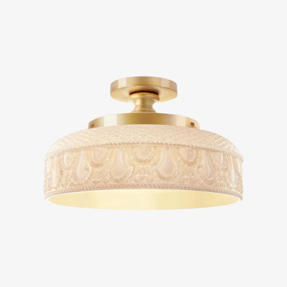 Geribbelde Glazen Plafondlamp met Metalen Armatuur – Minimalistische Verlichting voor Slaapkamer en Gang