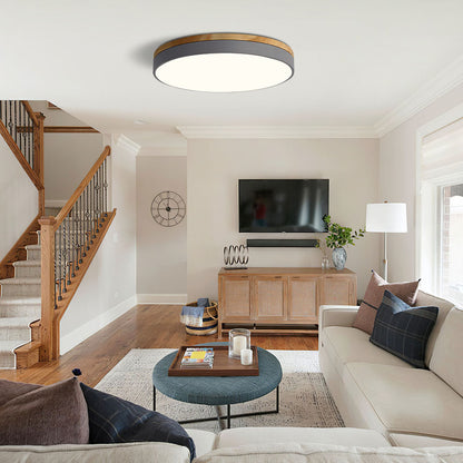Plafondlamp Hout Rond LED met Acryl – Dimbaar Warm Licht Scandinavisch Design Woonkamer Slaapkamer 30cm 40cm 50cm 60cm