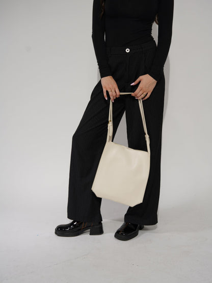 Vegan Leren Schoudertas Halfrond Elegant Ruim