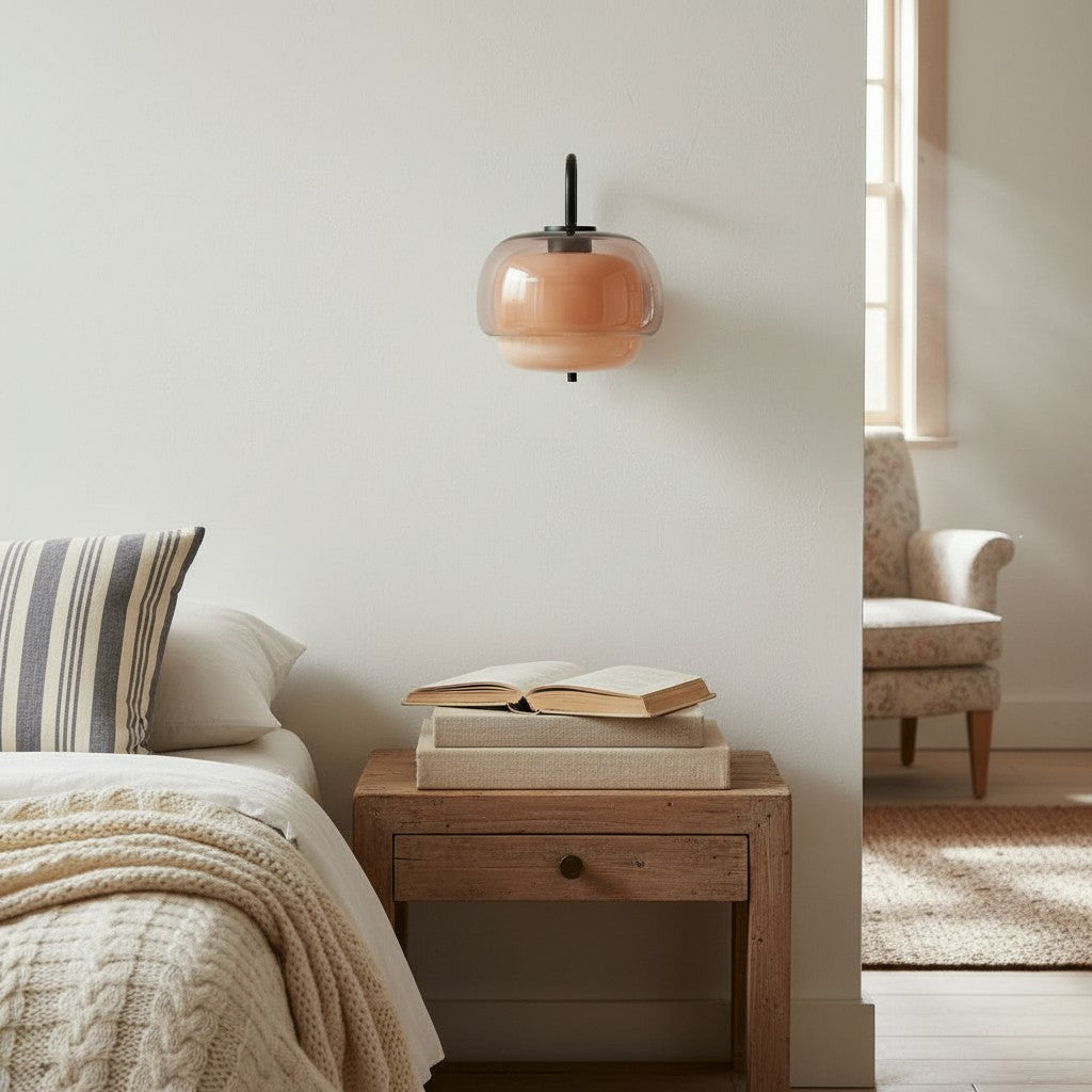 Gekleurde Glazen Wandlamp met Ronde Kap – Groen, Roze, Oranje – Moderne LED Verlichting