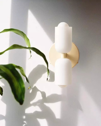 Sansoti | Wandlamp met Dubbele Glazen Kappen voor Slaapkamer en Woonkamer – E27 Wandverlichting