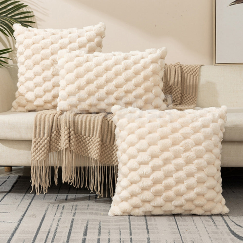 Zachte Kussenslopen met Geribbelde Marshmallow Textuur – Luxe Kussenhoes in Crème, Roze, Grijs, Zwart voor Woonkamer & Slaapkamer