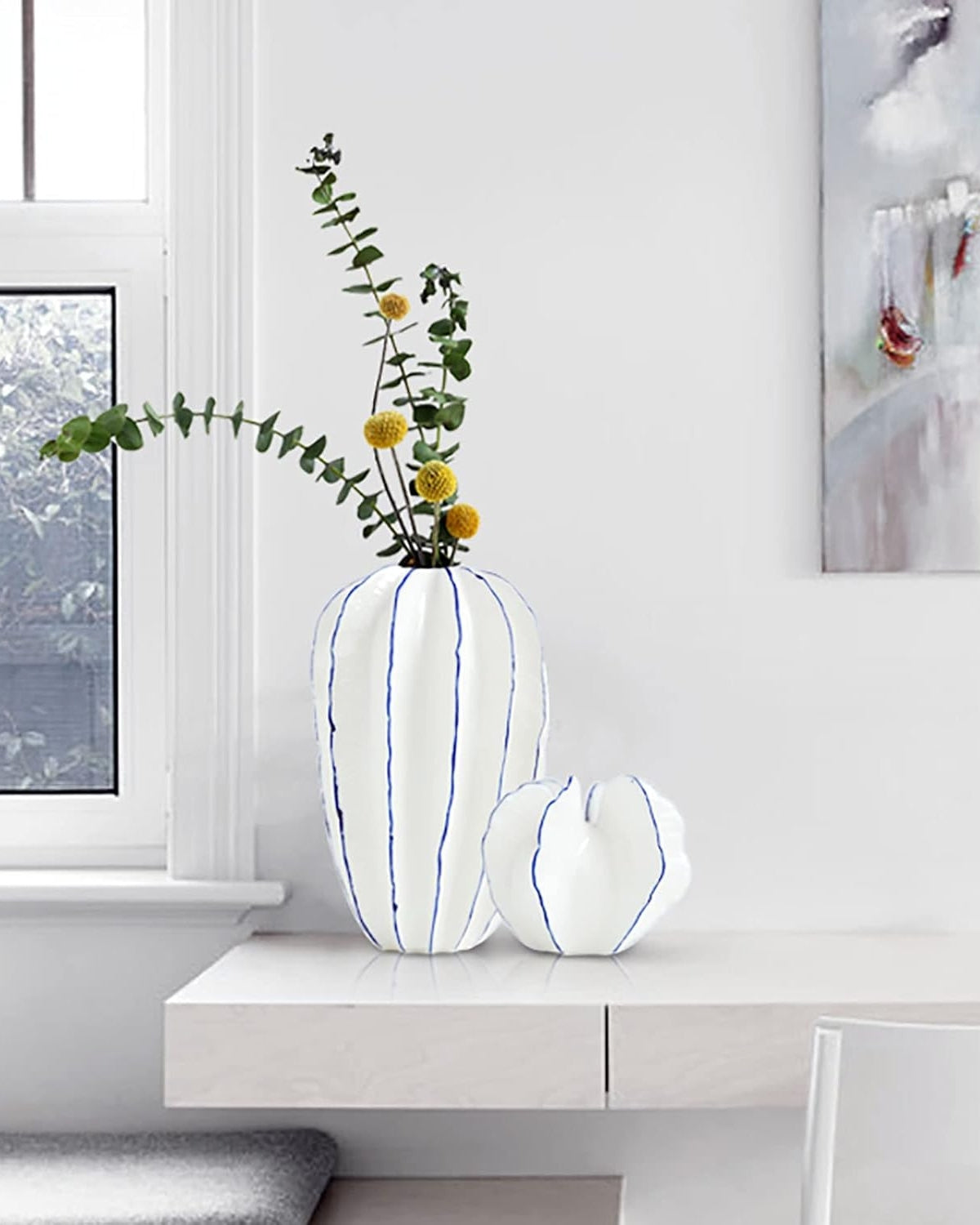 Keramische Sierpot met Moderne Silhouet voor Droogbloemen en Kunstplanten
