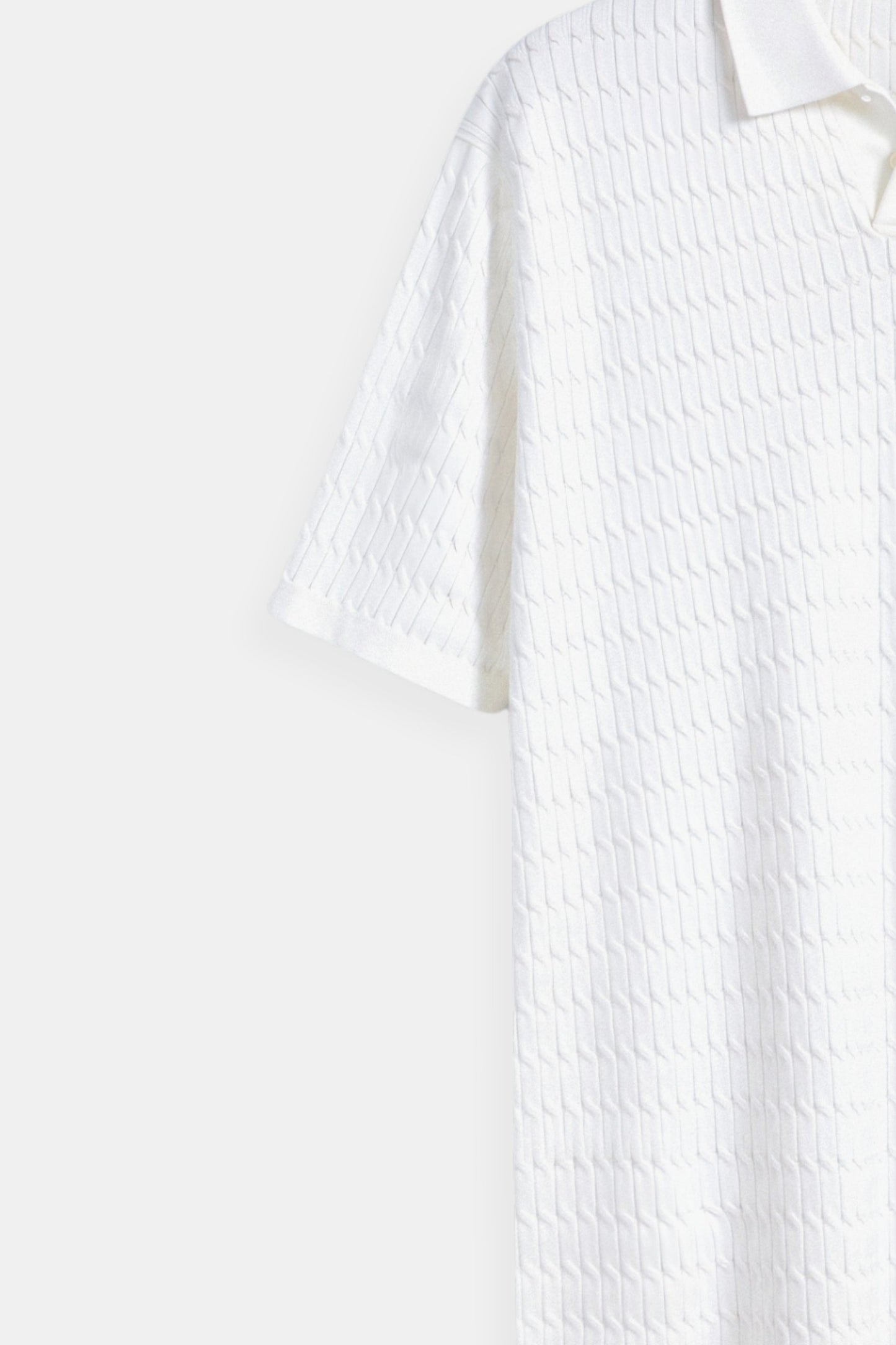 Witte Gebreide Polo Shirt met Textuur