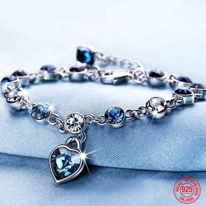 Oceaan Hart Kristallen Armband Zilver met Zirkonia Steentjes voor Vrouwen Elegant Sieraad