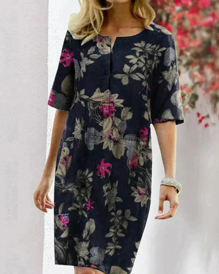 Zomerjurk voor Vrouw Bloemenprint Korte Mouw