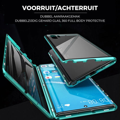 Magnetische Telefoonhoes Gehard Glas Dubbelzijdig voor Samsung | Volledige Bescherming Metalen Frame