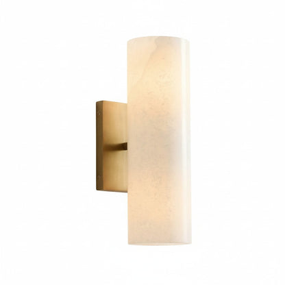 Albast Wandlamp Messing 33 cm Cilinder Verticaal of Horizontaal Monteren Dimbaar