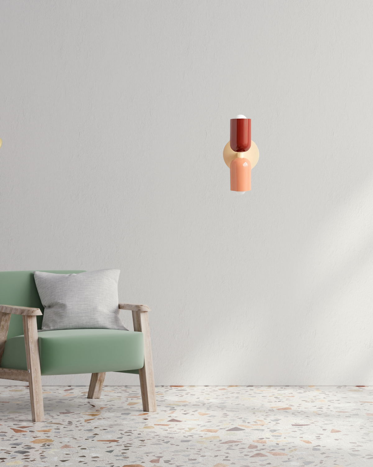 Dubbele Wandlamp met Ronde Lampenkappen – Modern Design in Groen, Beige, Rood of Roze – Sfeerverlichting voor Slaapkamer, Woonkamer en Hal