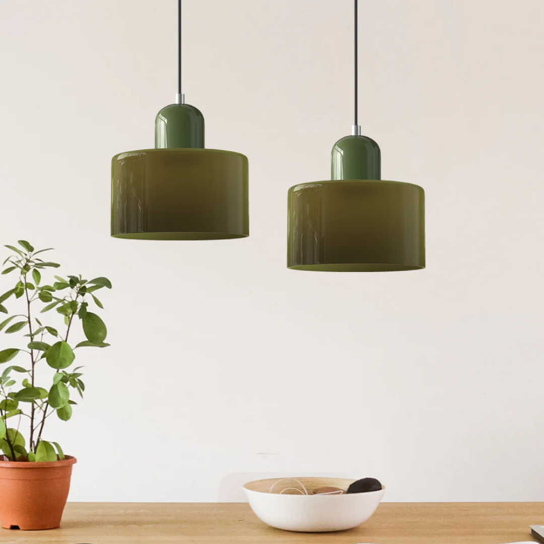 Lismeno Retro Hanglamp Glas 15cm Groen Oranje Eettafel Keuken Vintage Verlichting Compact