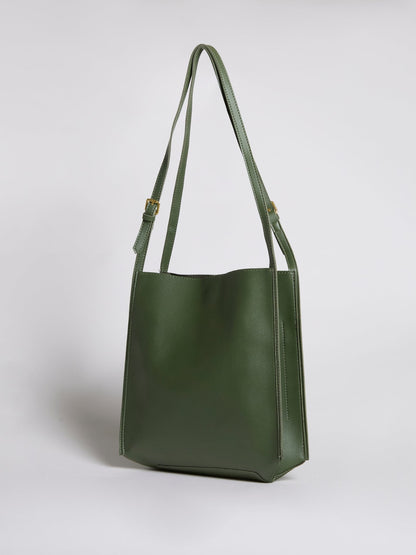 Vegan Leren Schoudertas Halfrond Elegant Ruim