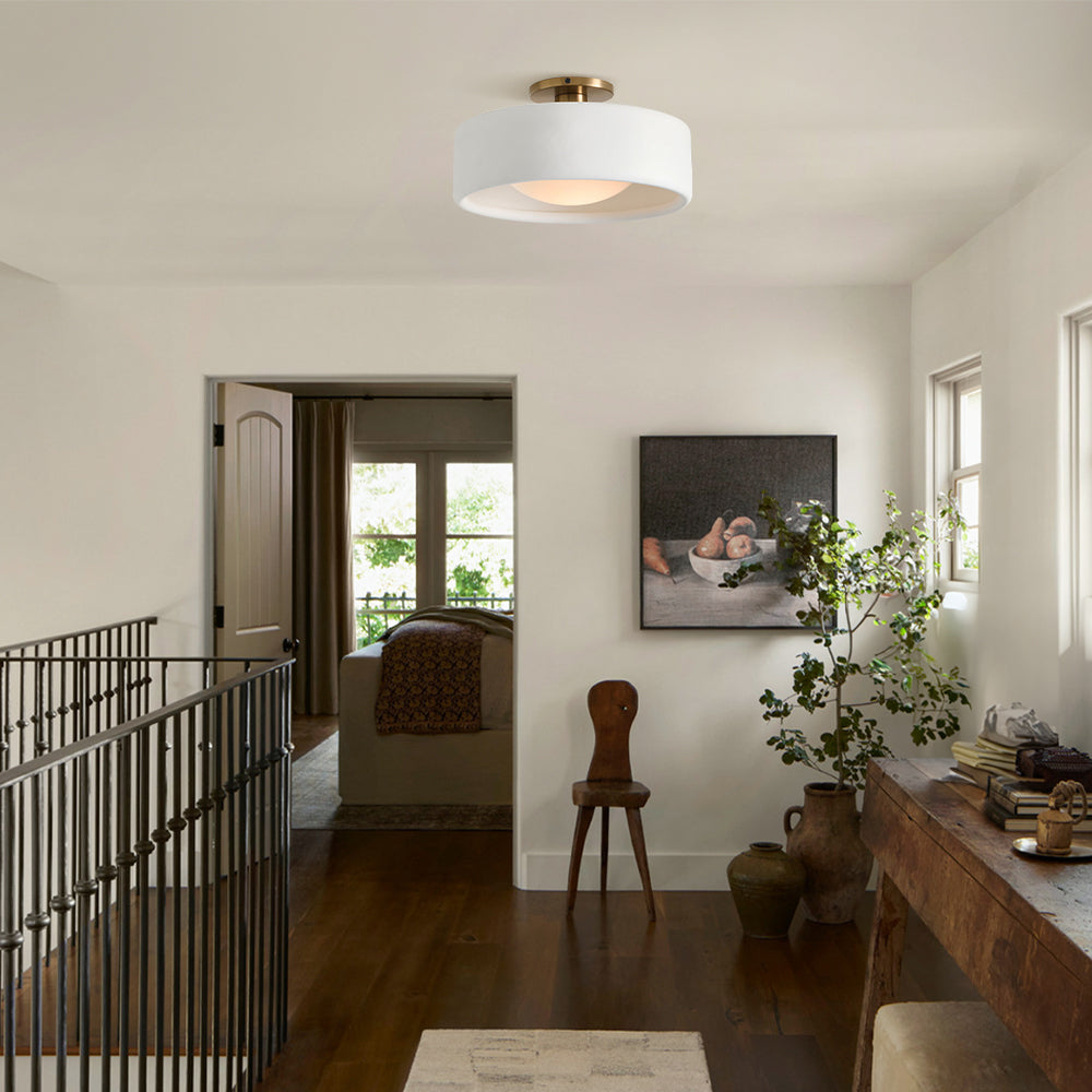 Keramische Plafondlamp Scandinavisch Design met Halfrond Porselein Kap