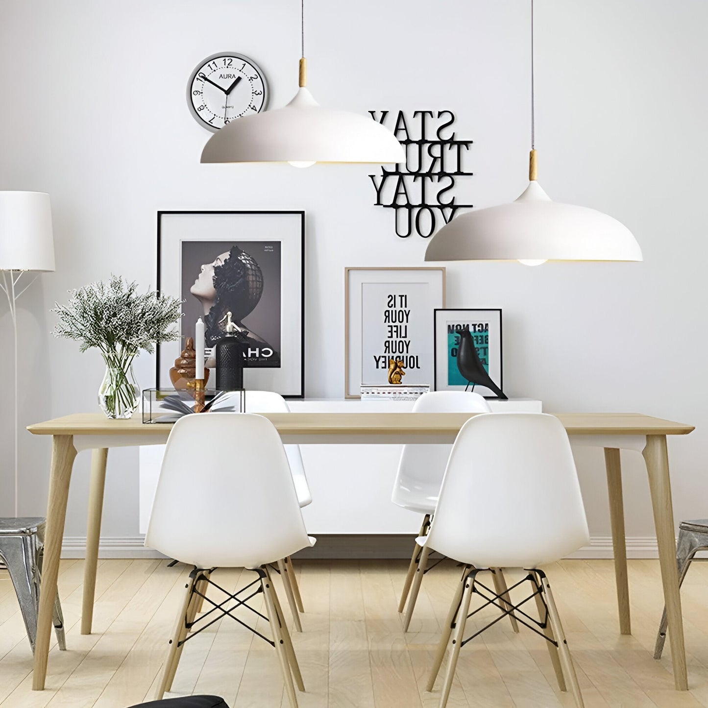 Hanglamp Hout IJzer Scandinavisch Japandi Rond E27 Ø35 Ø60 Eetkamer Keuken