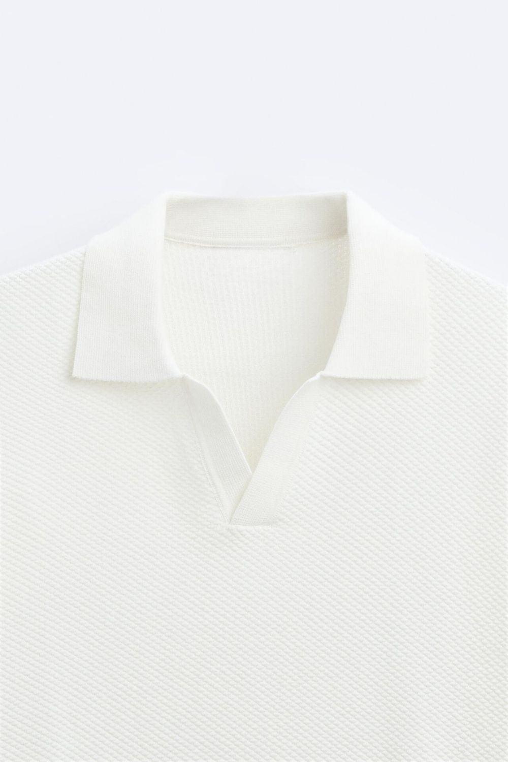 Wit Gebreid Poloshirt Klassiek Design