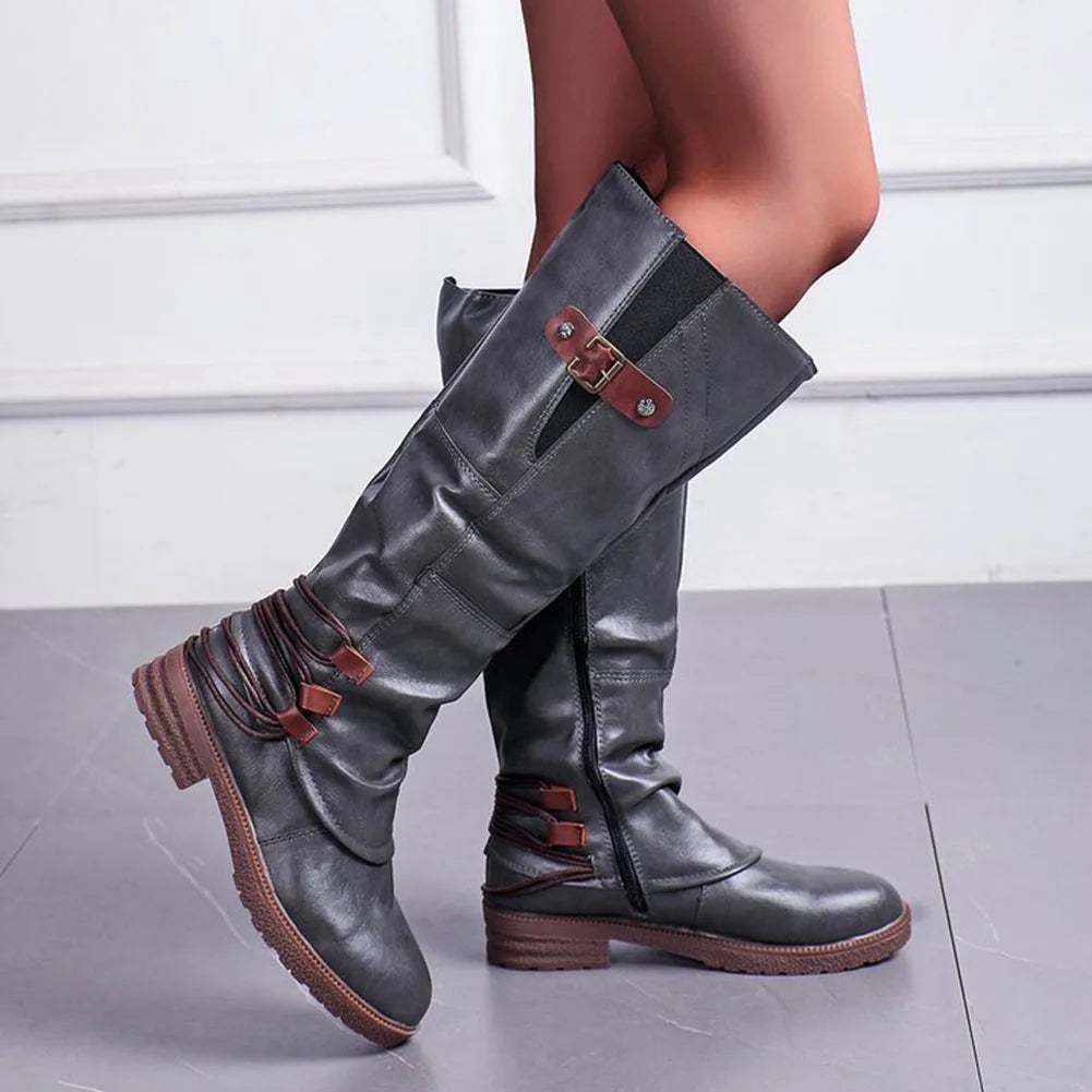 Leren Dames Ritslaarzen – Comfortabel & Warm voor Herfst en Winter