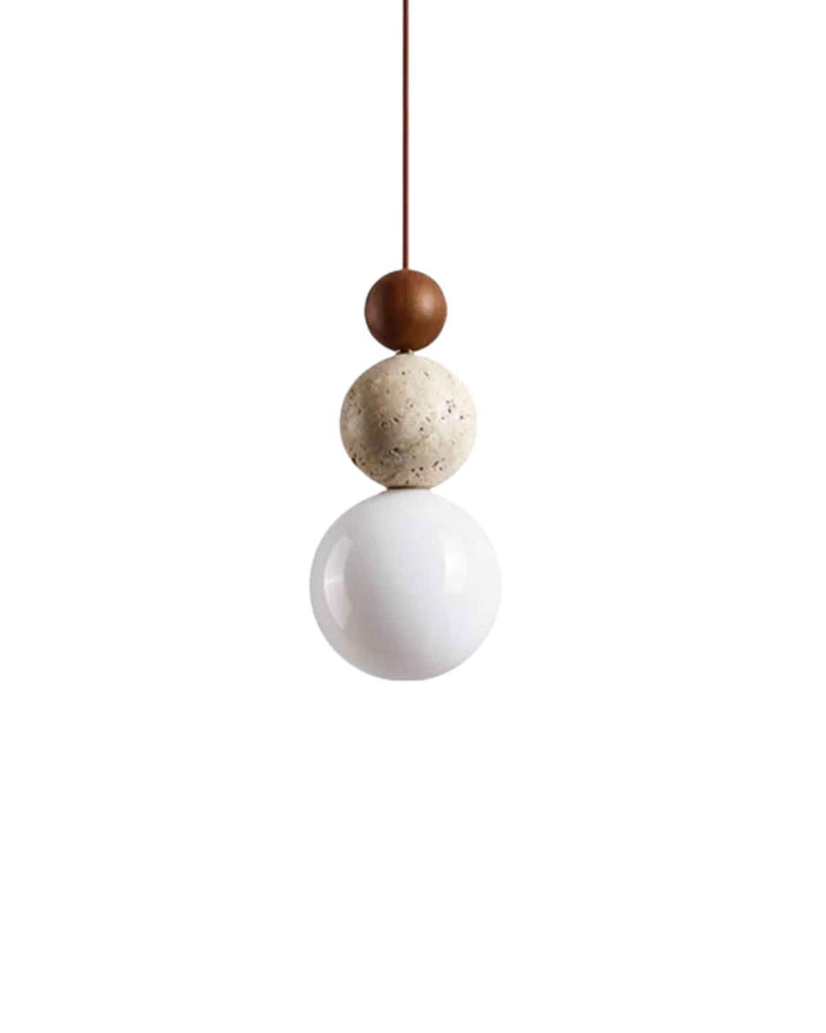 Sculptuur Hanglamp met Natuursteen en Glazen Bol – Warm Ambient Licht voor Eetkamer Woonkamer Slaapkamer – Japandi Design Hangverlichting