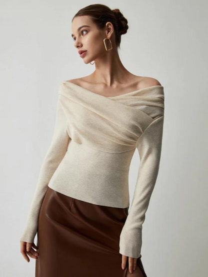 Elegante Off-Shoulder Trui Lilaa Stijlvol Damestrui