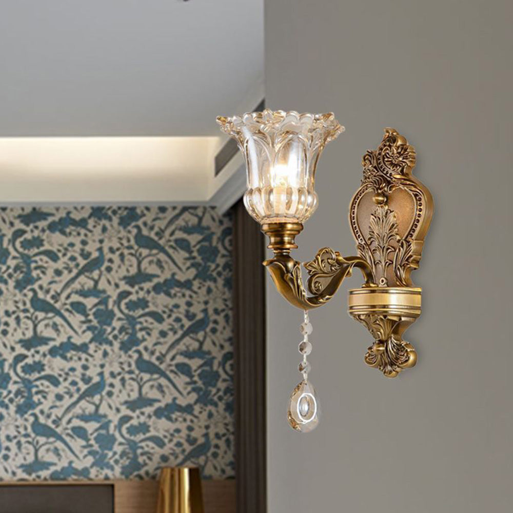Vintage Wandlamp Goud Glas Dubbele Klassiek Warm Wit Licht Binnenwandlamp E14 Slaapkamer Woonkamer Hal Decoratief Verlichting Muurlamp
