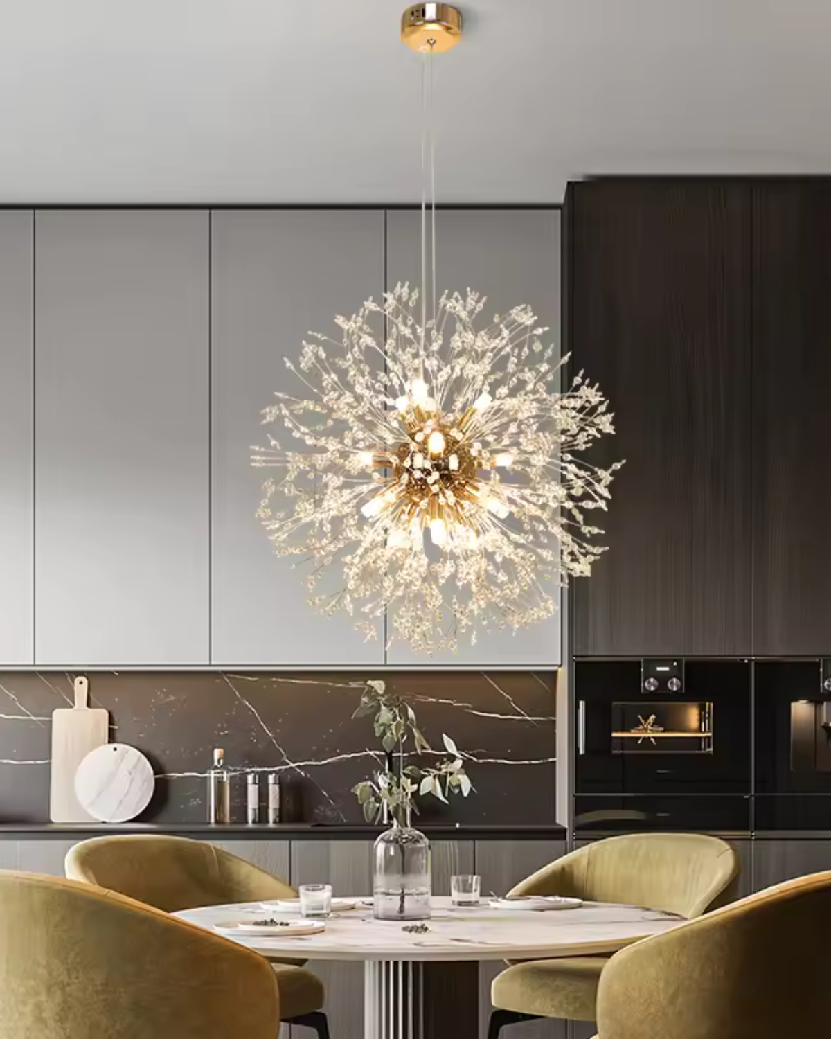Stervormige Kroonluchter met Metalen Takken Goud Zilver voor Woonkamer Eetkamer Modern Interieur Hanglamp Plafondverlichting 40-60cm