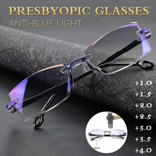 Multifocale Leesbril met Blaulichtfilter – Progressieve Gleitsichtbril – Randloos Ultralight Design voor Computer en Lezen