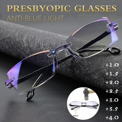 Multifocale Leesbril met Blaulichtfilter – Progressieve Gleitsichtbril – Randloos Ultralight Design voor Computer en Lezen