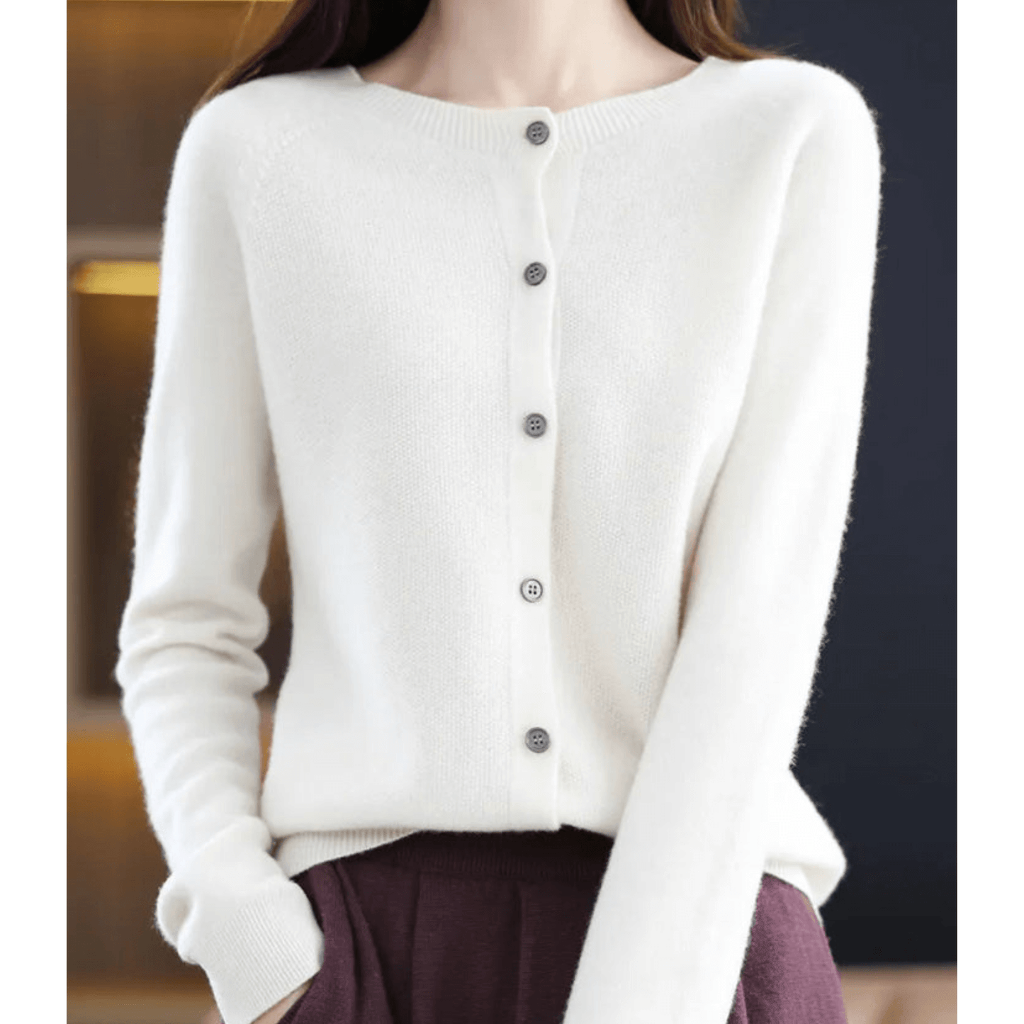Dames Vest Fijngebreid Ronde Hals Wollook