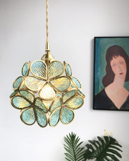 Handgemaakte Hanglamp met Acryl Bloem en IJzeren Frame Transparant Roze Blauw Beige voor Eetkamer Woonkamer Slaapkamer
