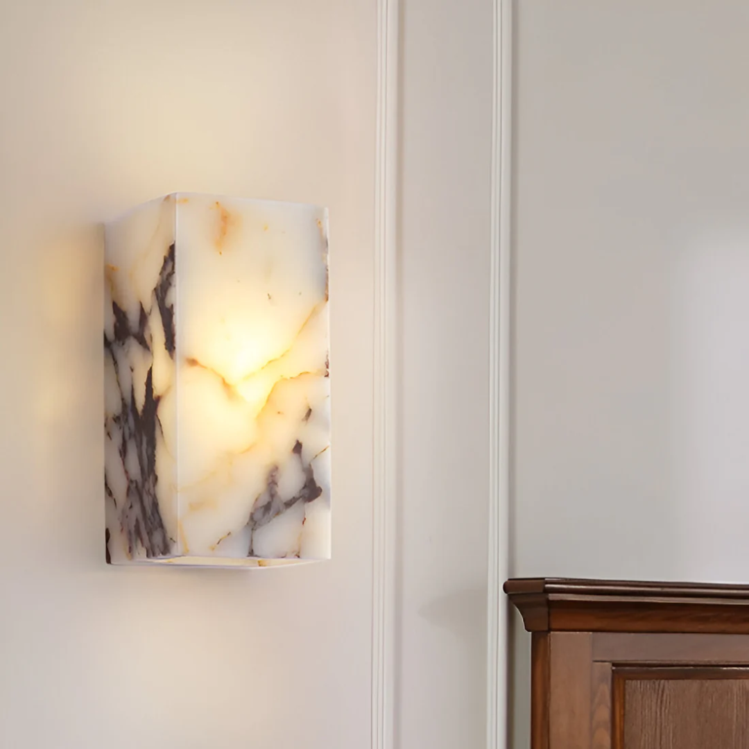 Natuurstenen Wandlamp met Warme LED-Verlichting – Waterdicht Design voor Woonkamer, Slaapkamer & Badkamer