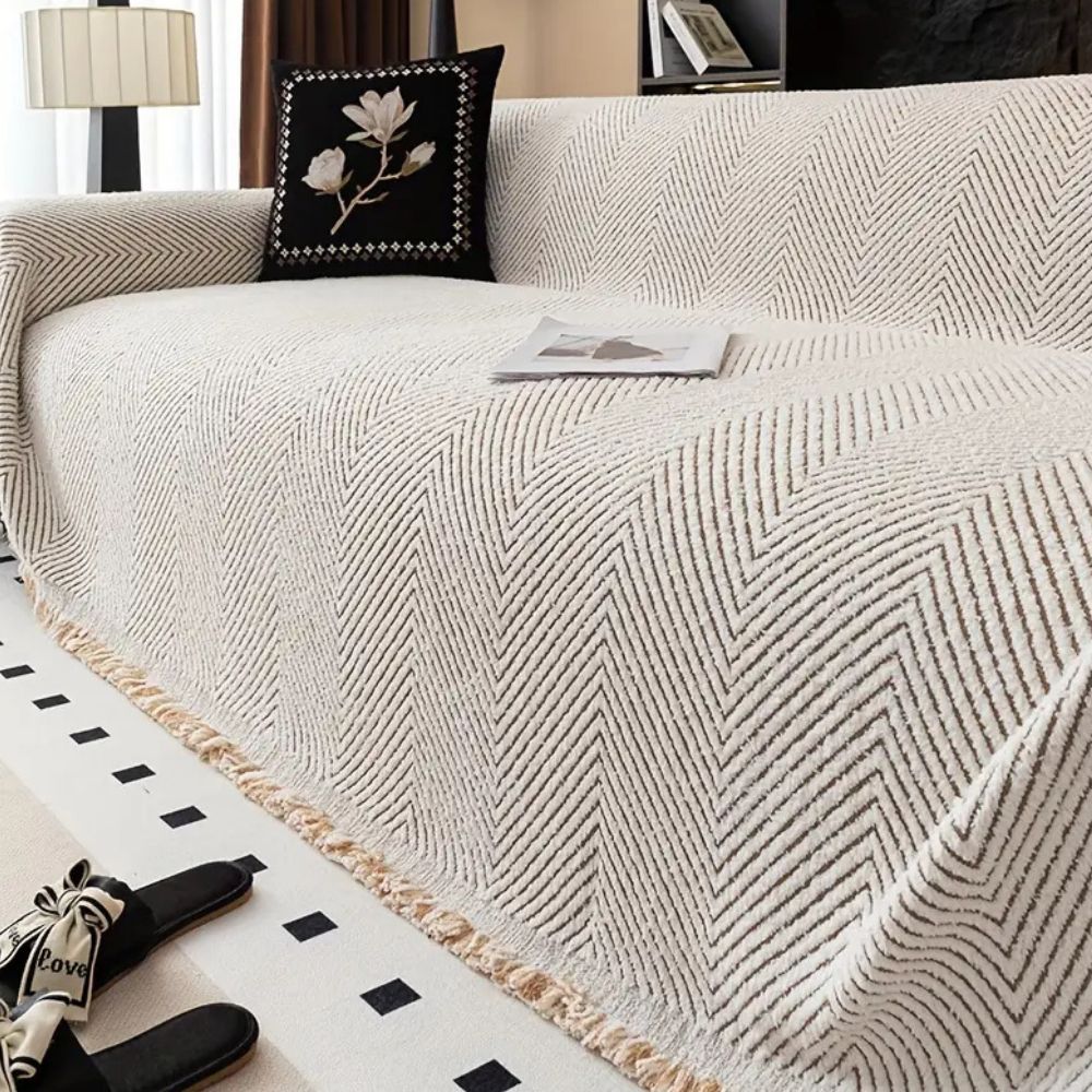 Bankhoes Herringbone Visgraatpatroon Gestreept – Beschermhoes voor Bank 1/2/3/4-Zits Stretch Sofahoes Waterafstotend Antislip