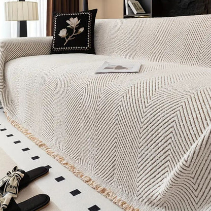 Bankhoes Herringbone Visgraatpatroon Gestreept – Beschermhoes voor Bank 1/2/3/4-Zits Stretch Sofahoes Waterafstotend Antislip