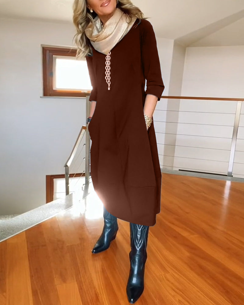 Vrouwelijke Elegante Jurk Comfortabele Stijl