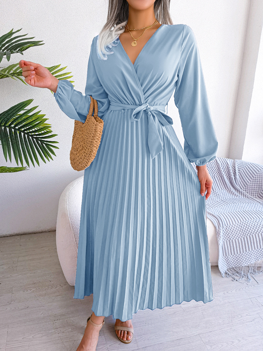 Midi Jurk Elegante Ceintuur Jurk voor Vrouw - StudioMarella