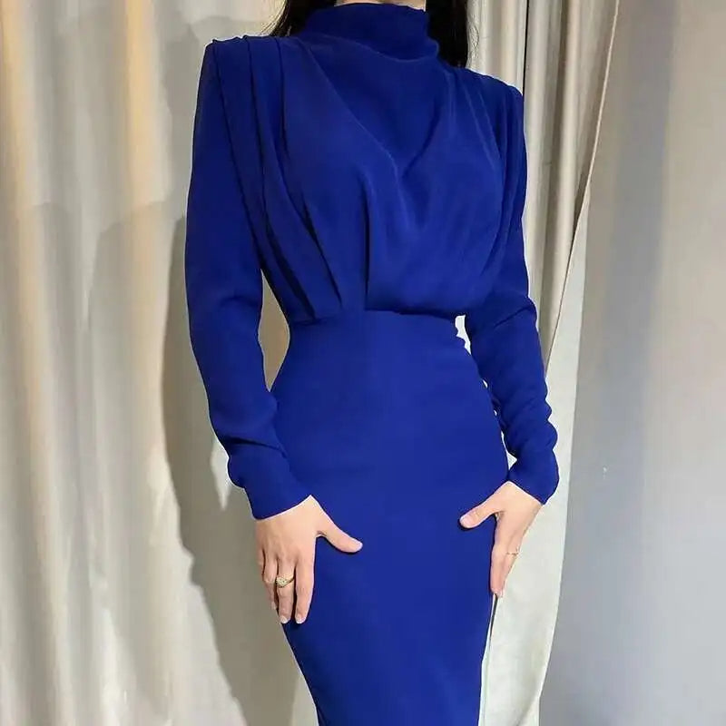 Midi-jurk met Colkraag en A-lijn Vrouwenjurk Elegant