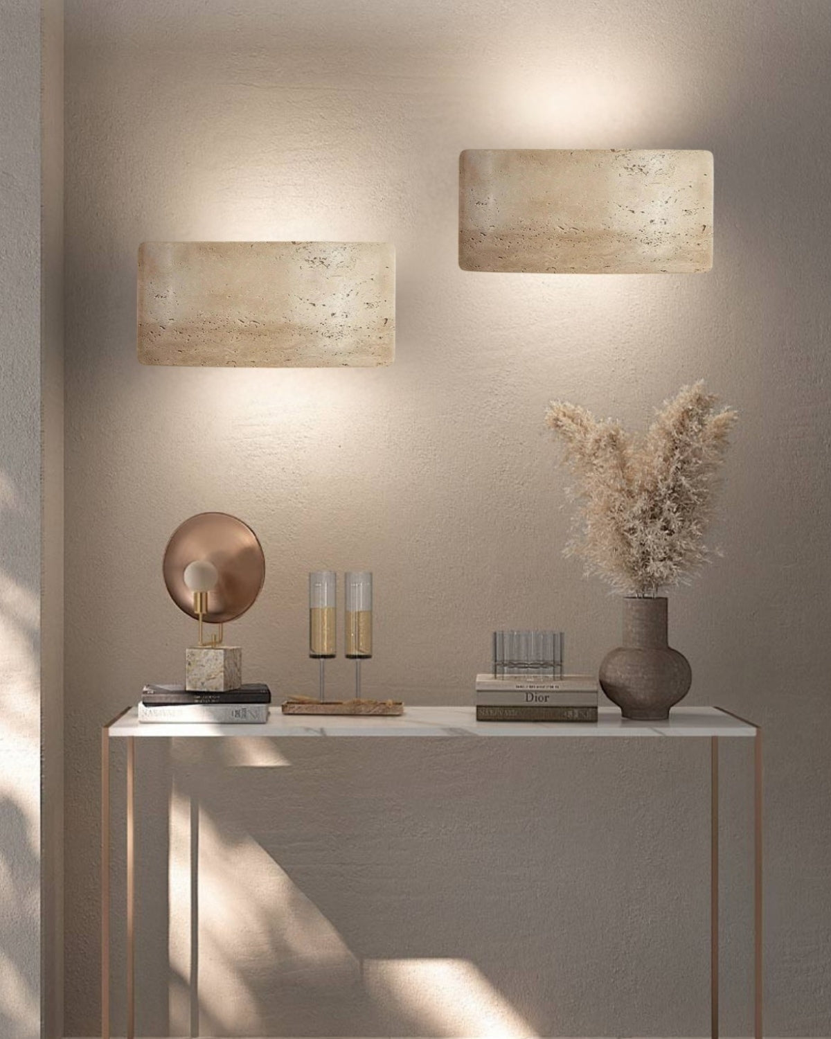 Travertin Wandlamp Modern Design met Warm LED-Licht voor Binnen en Buiten 12x25cm Waterdicht