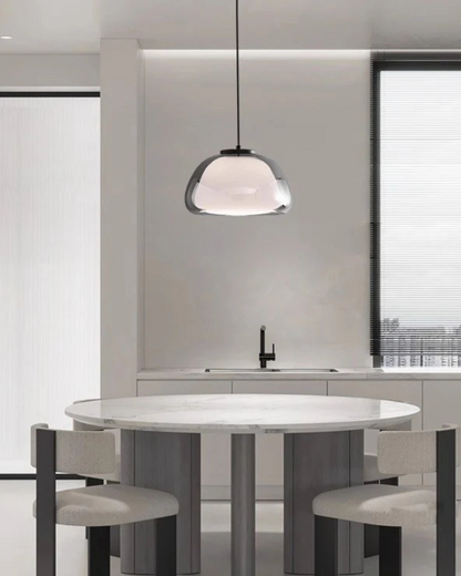 Luxe Glazen Hanglamp Met Mat En Transparant Glas In Minimalistisch Japandi Design