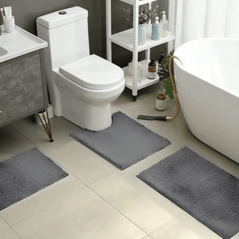 Chenille Badmat Antislip Polyester 3 Formaten Zacht Absorberend Badkamer Toilet