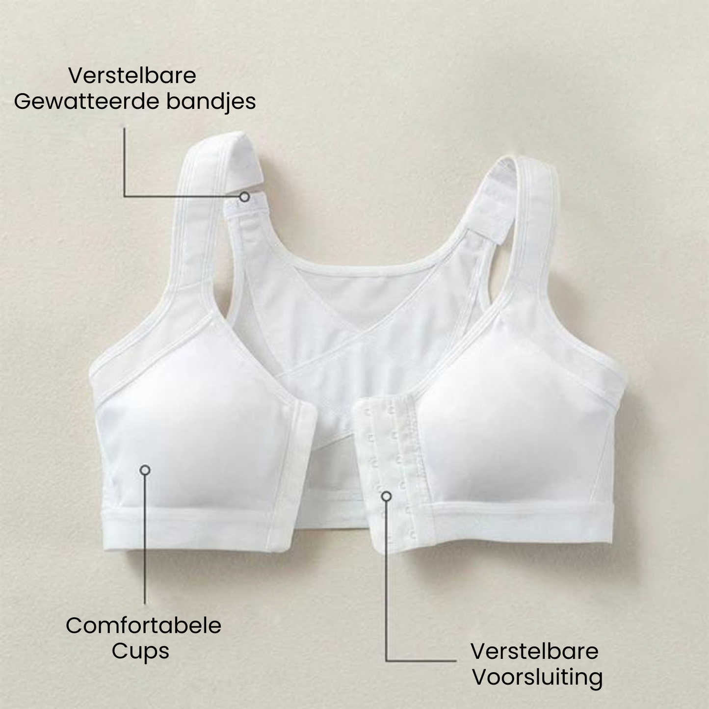 Houdingscorrigerende Comfortbeha met Voorsluit Zwart Beige Wit