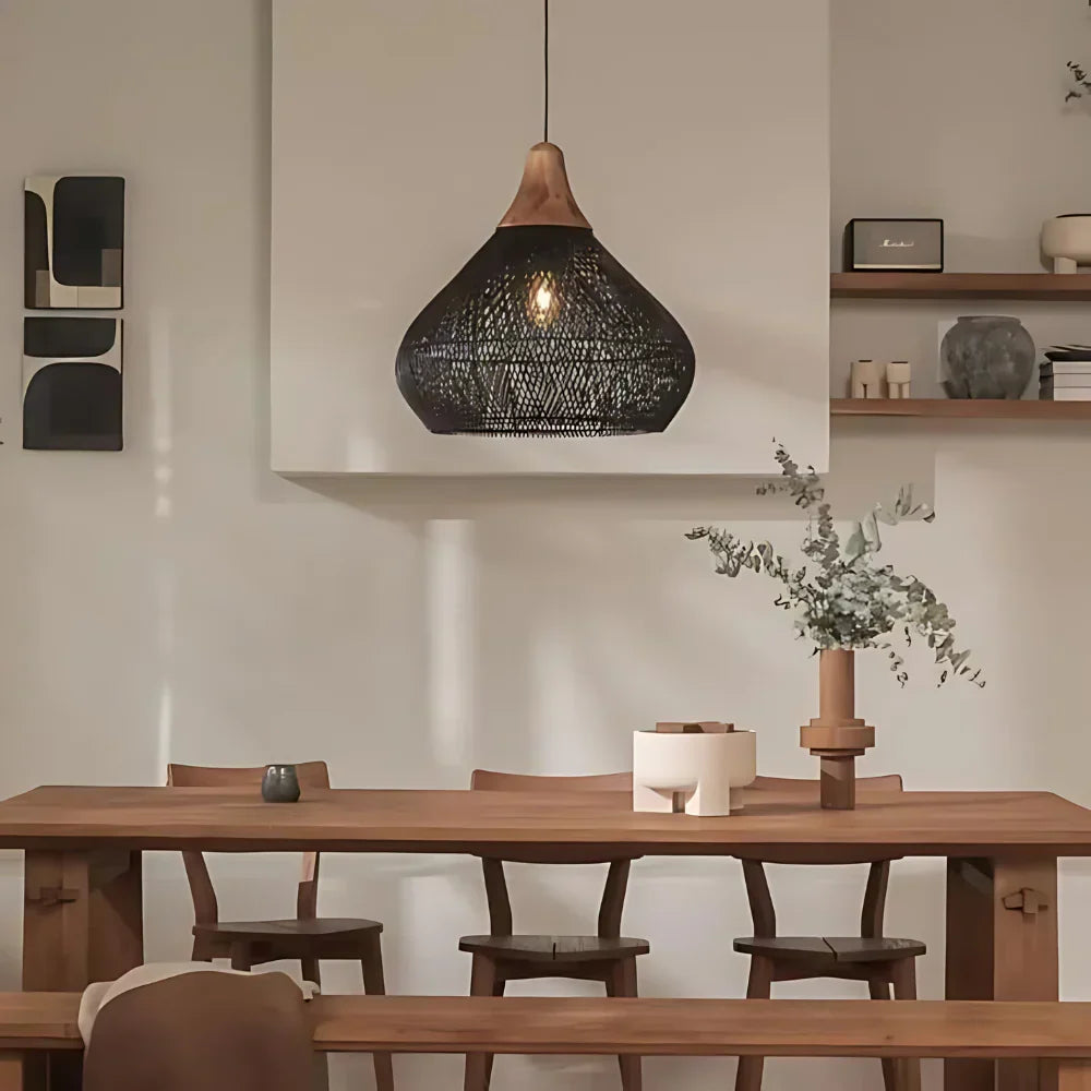 Rotan Hanglamp Boho Natuur Ø40 Ø50 Ø60 Zwart Of Naturel LED