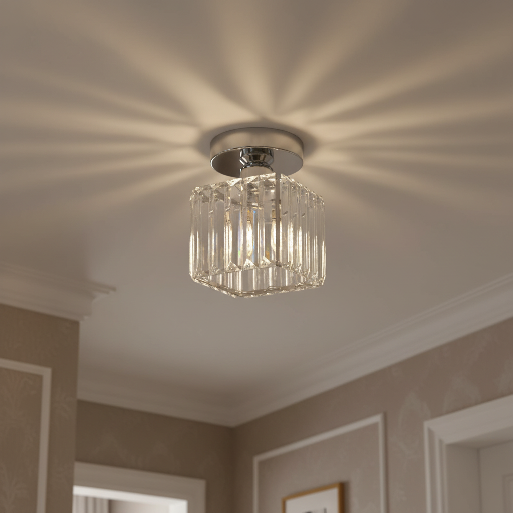 Plafondlamp Kristal Zwart Zilver Goud E27 Opbouw Modern Hal Woonkamer