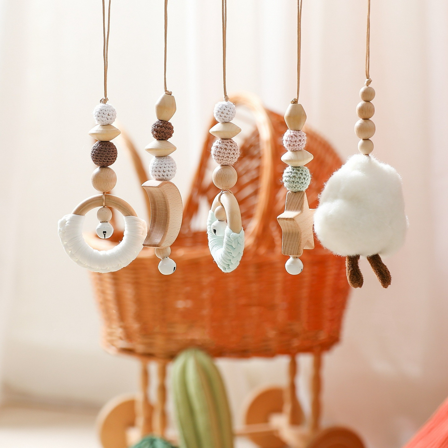 Houten Speelboog met Hangend Speelgoed voor Baby's - Stimuleert Motoriek en Zintuigen - Natuurlijk Hout - Nordic Design