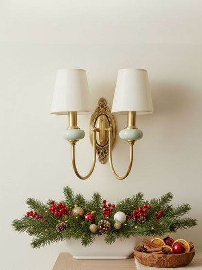 Keramische wandlamp met stoffen kap - 1 of 2 lichtpunten - E27 - diverse kleuren & stijlen